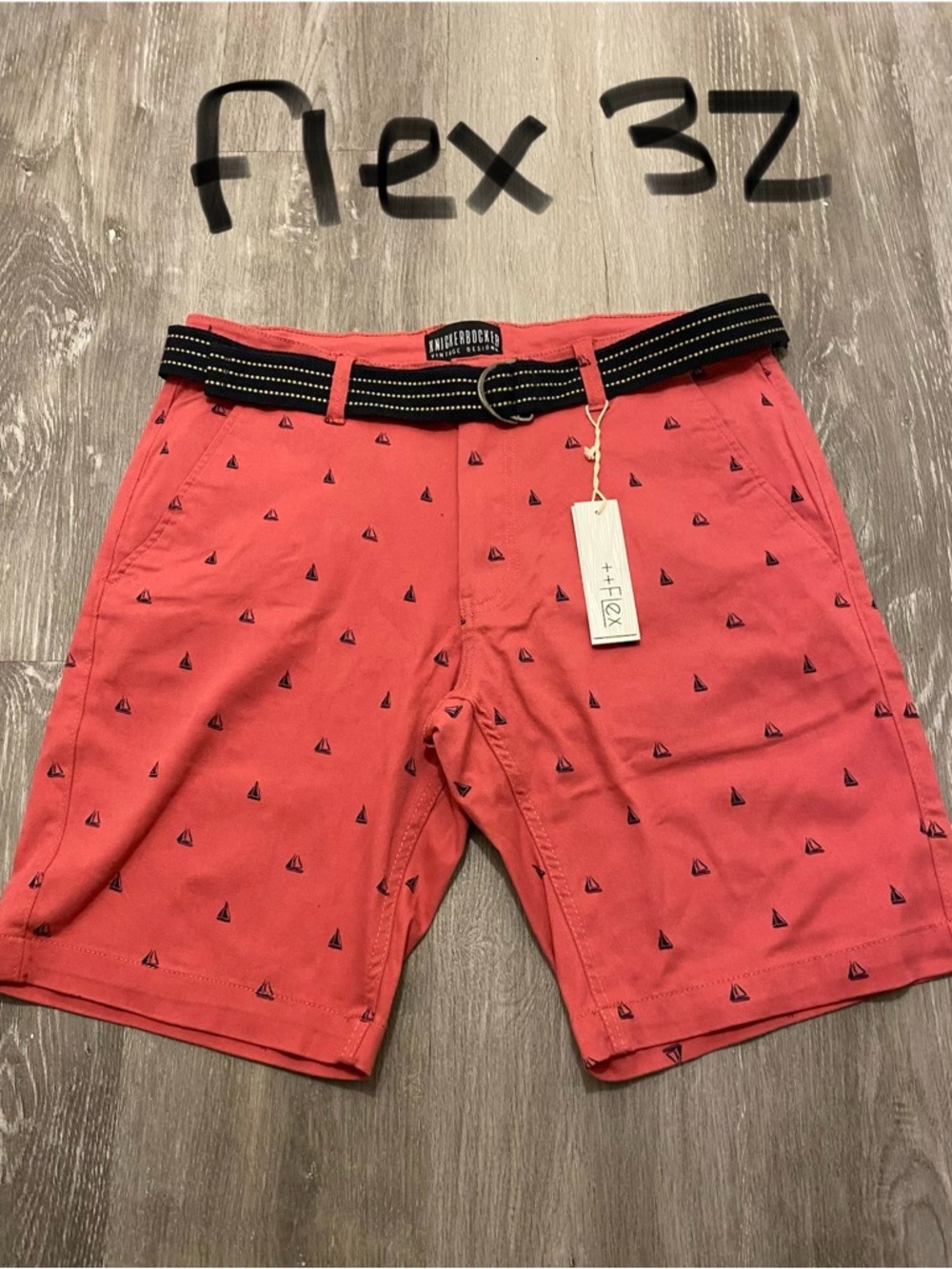 Flex Men’s Coral Cargo Shorts with Belt